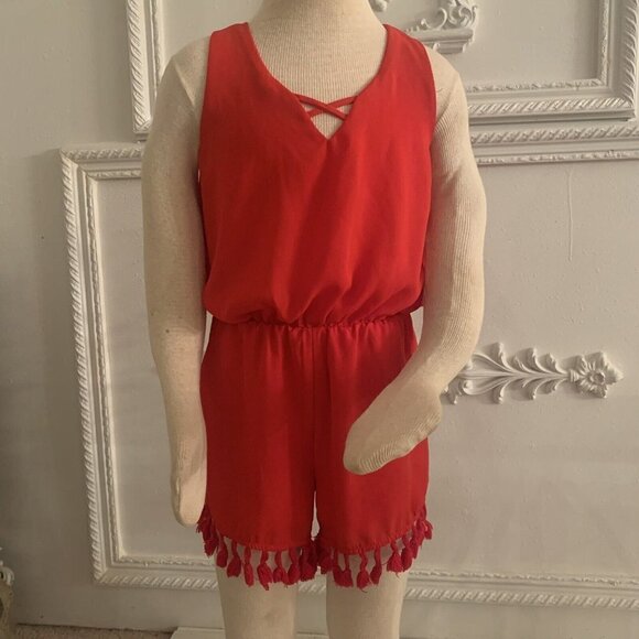 GB Girls. Size Small. Romper with Fringe Accent. Elastic Waist. B58 - Picture 4 of 7